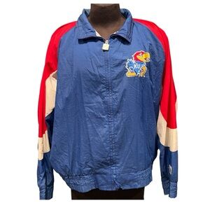 Vtg 90’s University of Kansas KU Jayhawks Lightweight Windbreaker Logo 7 Sz L